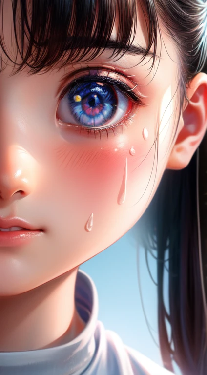 High resolution, Highest quality, super high quality, Super detailed、Embarrassing、Sweaty、Sweat、Eyes from below、Girl seen from the floor、Low - Angle、 See through、