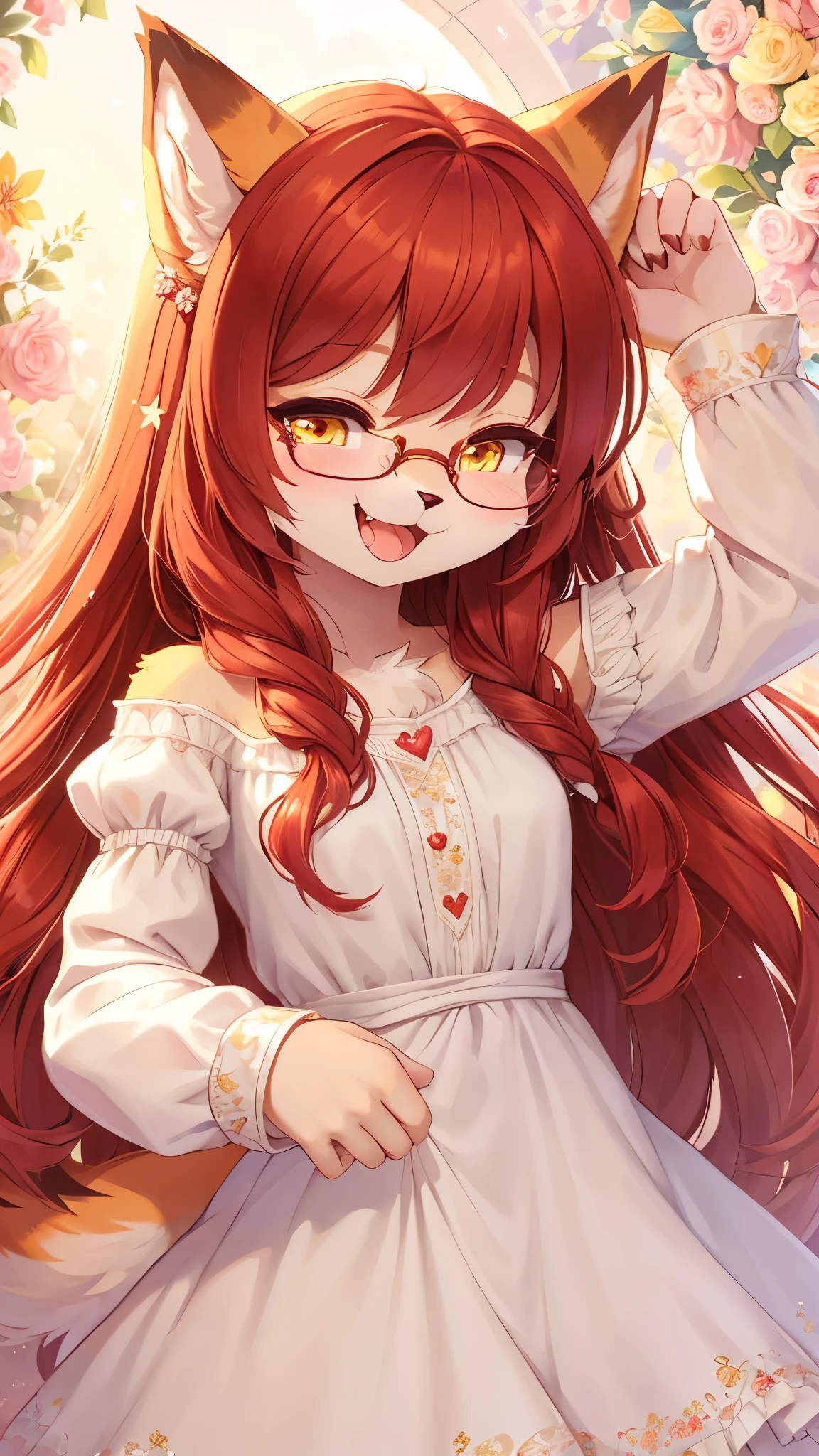 Ultra-detailed, 8k, furry, cute furry, furry girl, tall, cute face, looking at you with a blushed expression, cute wolf girl, fuzzy fur, portrait, vivid colors, soft lighting,doing the doggy stile pose, from behinde