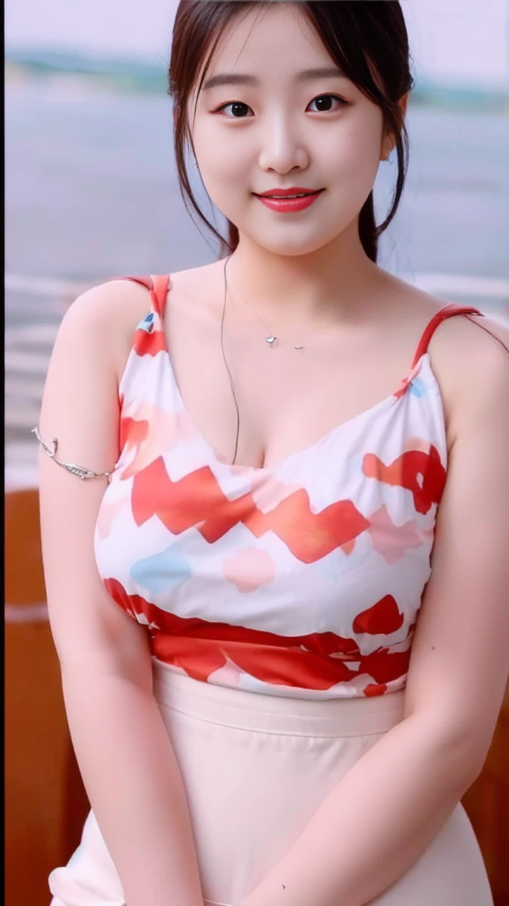 ((best quality)), ((masterpiece)), (detailed), perfect face, araffe woman in a long dark-blue shirt and blue denim skirt walking down a street, thicc,  wavy  short hair , she has a jiggly fat round belly, bbwchan, wearing tight simple clothes, skinny waist and thick hips, widest hips, her belly is fat and round, soft curvy shape, hyperrealistic full figure, wearing a cute top, wide hips, wearing 10 bracelet , wearing huge diamond necklace 