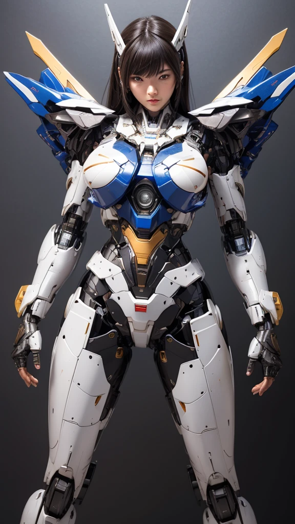 Textured skin, Super Detail, high details, High quality, Best Quality, hight resolution, 1080p, hard disk, Beautiful,(Super Heroine),Oppai Missile,beautiful cyborg woman,Mecha Cyborg Girl,Battle Mode,Girl with a Mecha Body,She wears a battle cyborg mech with a weapon,Fulll body Shot