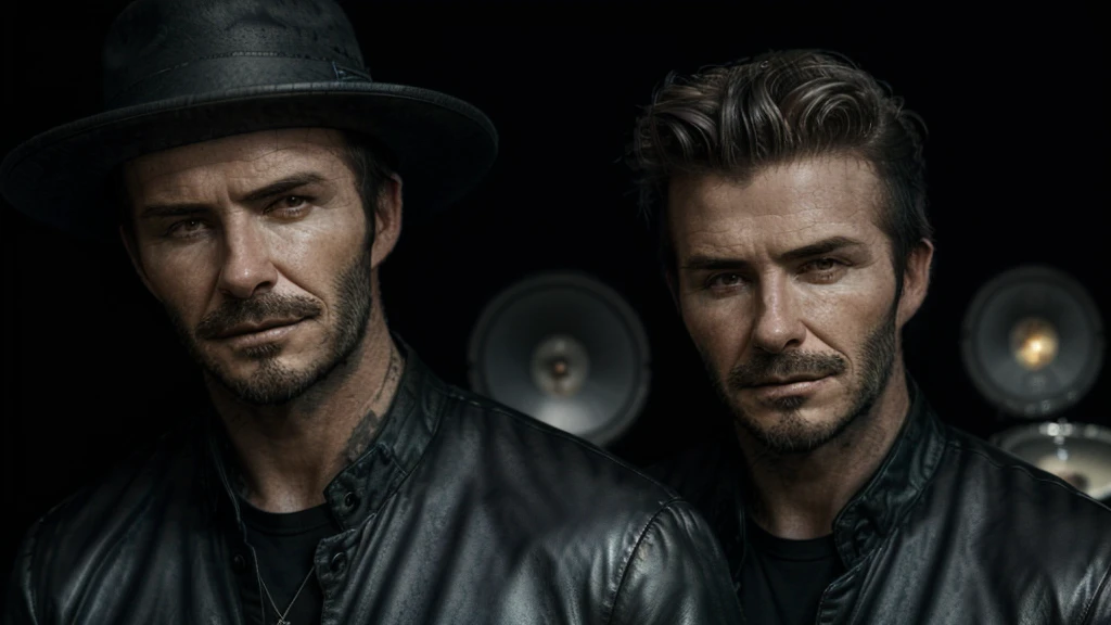 photo of 1 david-beckham, 1man,(detailed music studio: 1.4), Witch hat, (detailed faces: 1.4), highres, RAW photo 8k uhd, dslr, , ((cinematic light)), colorful, hyper detail, dramatic light, intricate details, (best lighting, an extremely delicate and beautiful), abstract colors,