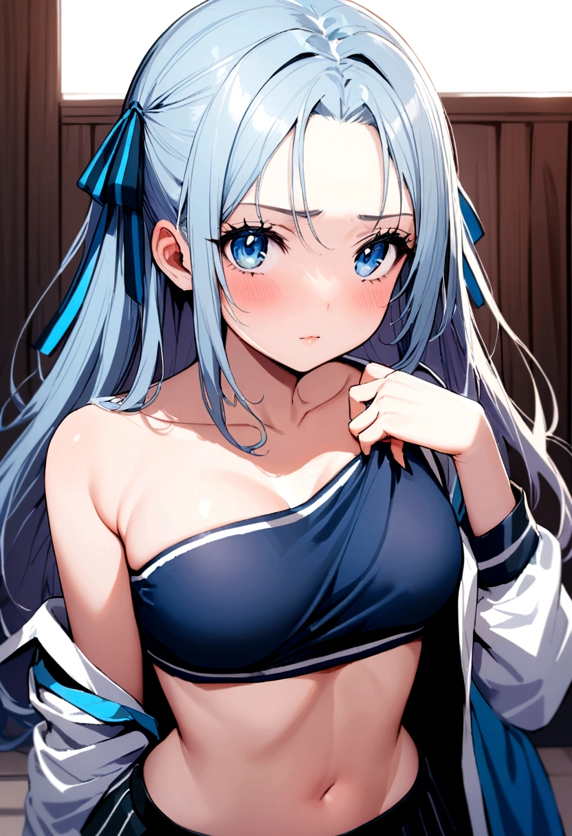 estilo anime, 4k, master part, high resolution, Absurdo, Natural volumetric lighting and better shadows, profundidade de campo, foco nítido, macio, rosto delicado e atraente, bisquedoll estilo anime, [Kitagawa Marinha | Nadia], 1girl, :d, parte superior do corpo, pulseira frisada, Beads, gravata preta, blonde hair, saia azul, corar, pulseira, hand on own hip, jewelries, cabelos longos, Olhando para o Viewer, amarrar, boca aberta, Xadrez, Saia xadrez, olhos vermelhos, Uniforme escolar, camisa, ao ar livre, saia, sorrir, soio, Standing, fundo branco, camisa branca, na sala de aula