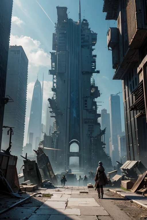 Highest quality、A ruined futuristic city、dim、Surrealism