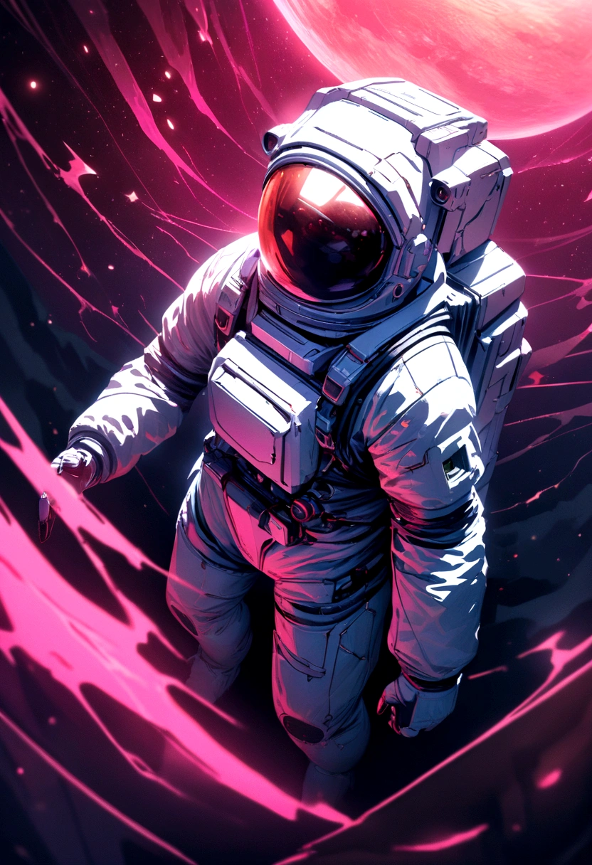 an astronaut standing in a lush field, nomanssky style wallpaper, 4K high resolution concept art beautiful masterpiece,abstract dream, space, intricate, large scale, alone, cinematic film still, Insane detail, sharp focus, depth of field , realistic lighting, (realistic perspective), complex, (multiple subjects), 4k HDR,