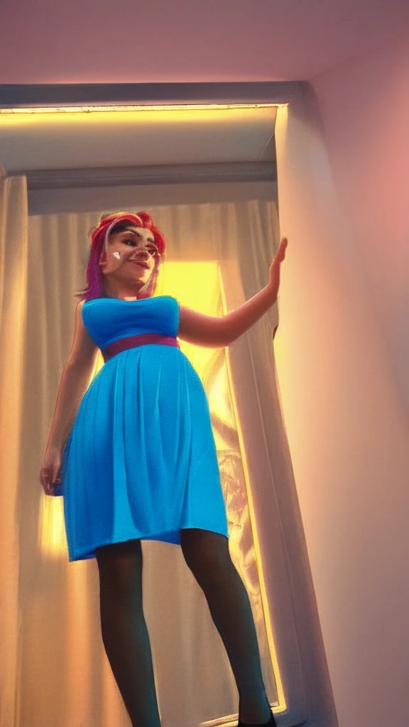 (Best quality, Ultra detailed, Golden ratio, Masterpiece:1.2), Theatrical lighting:0.7, Photo of a woman, dressed in a very elegant and pretty dress, Perfect rare face, (Highly detailed skin), randomly dyed hair, skin texture, Pale skin, shiny skin, (thin, large size:1.2), [:(Sharp focus on rare face, perfect eyes:1.2):0.2], photorealistic, film grain, Put one foot forward、from below looking up、look at camera、Emphasize the shoulders, Focus on face、Stockings、glasses perfect breasts , nudity 、disdainful expression, summer haze, muted colors, muted warm colors, Photo cinematic portrait of a woman dressed in a striped dress sitting by the window in the early morning, cinematic, (tilted:1.3) (on an old train) look cautious, standing under a spotlight, volumetric dust clouds, key light, backlight, soft natural lighting, photography Film grain ISO 400 30 mm lens RAW f1.8 aperture, highly detailed (analog photography:1), 