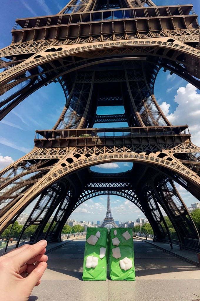 eiffel tower built with gum candy