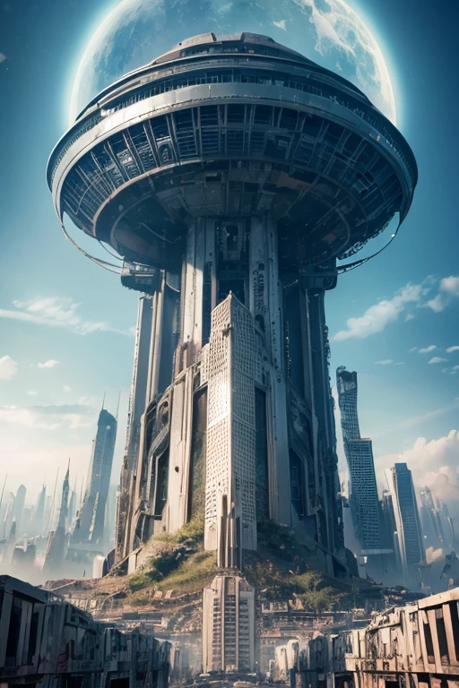 Highest quality、A ruined futuristic city、dim、Surrealism