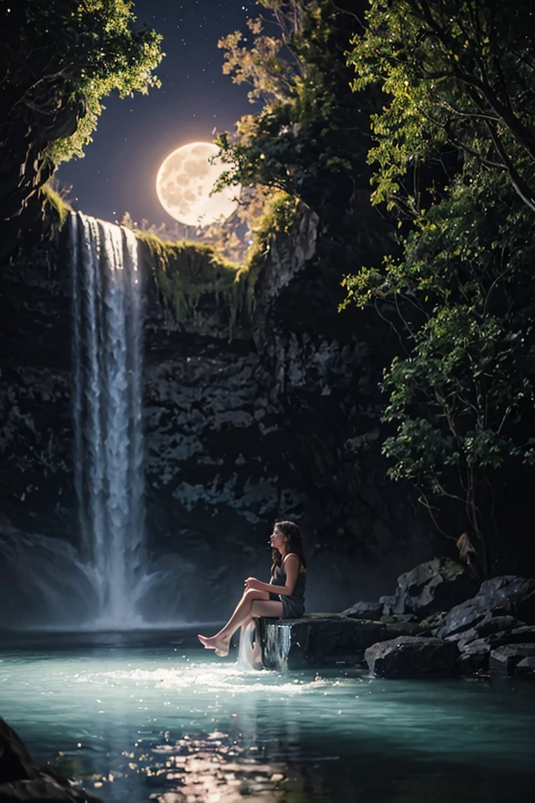 Maozonian indigenous girl, 18-year-old, Bathing in the river, In the middle of the forest, Jaguar watching from a distance, sad, Clockpunk, Gamer Core, Street Level View, Blender Rendering, 100mm, Sculpture, Rainbow colors, Medical Core, Strobe lighting, Ultra-realistic, Realistic, Octane Rendering, Unreal Engine, Super detailed, Volumetric lighting, High resolution, Octane Rendering, Fantasy 4K 8K