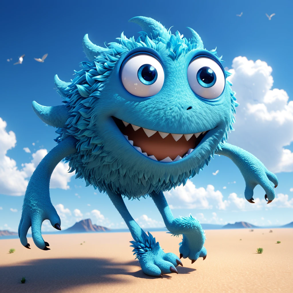Blue
A cute blue monster with big eyes and a wide smile, resembling the expansive sky. The monster has a serene blue color scheme and appears to be floating with a gentle, fluttery presence. This endearing character is designed in the style of Pixar animation studio, created using C4D software, bringing a calming atmosphere. --ar 1:1 --v 6.0 3D render