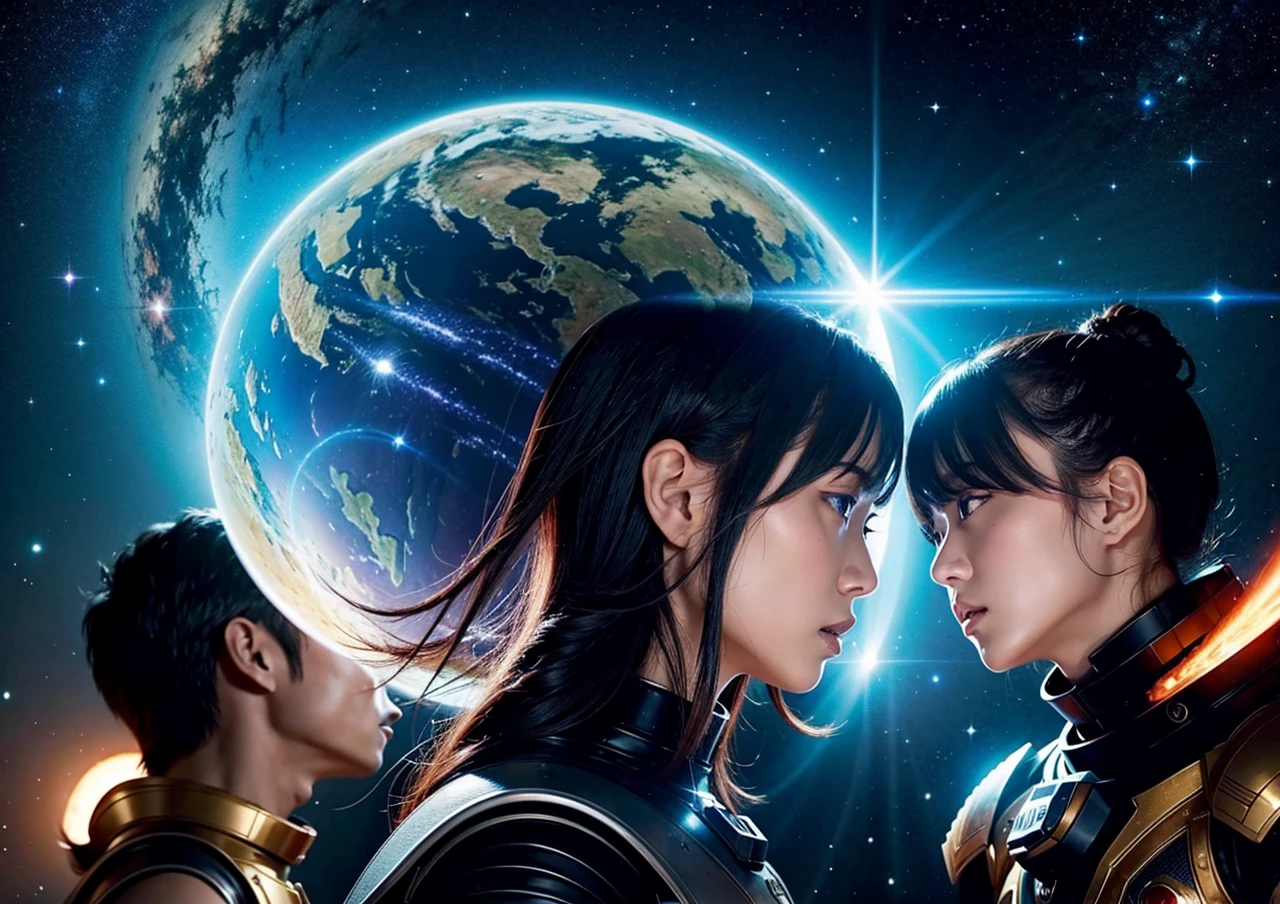 universe space、There is a fierce battle、Confronting