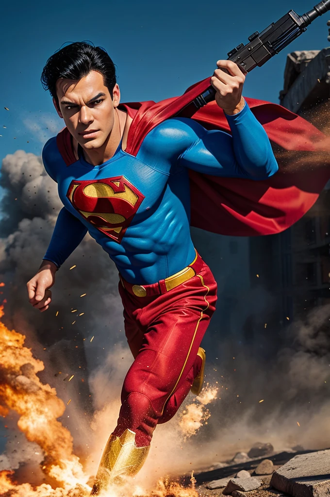 Super man firing ak47