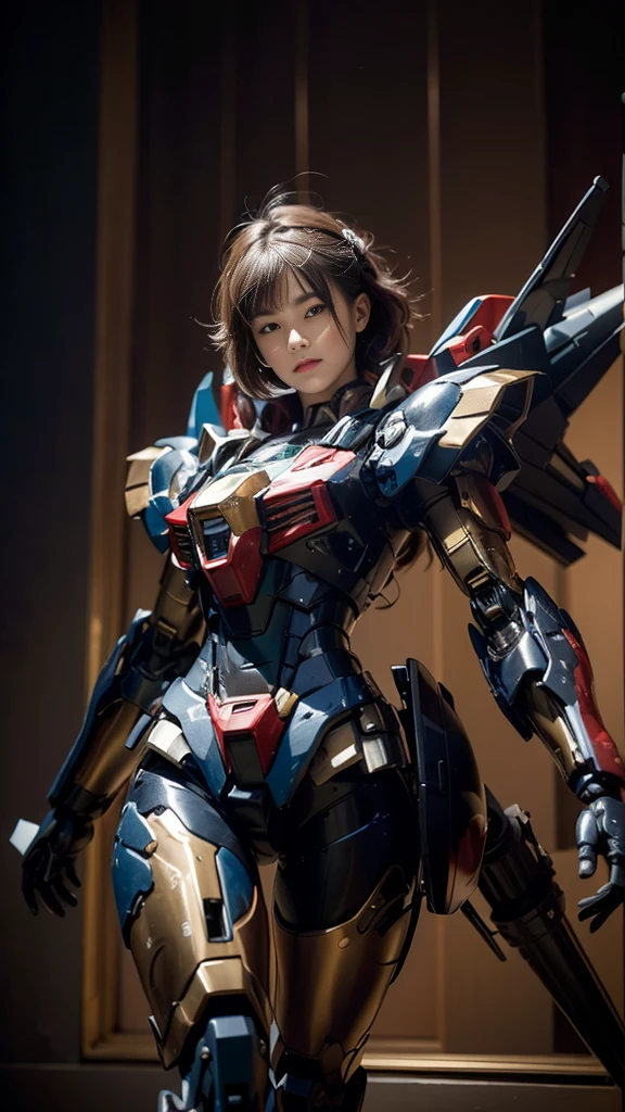 Textured skin, Super Detail, high details, High quality, Best Quality, hight resolution, 1080p, Gorgeous beauty、Girl with Beautiful Mecha Body、(Gundam) Girl with robot body
