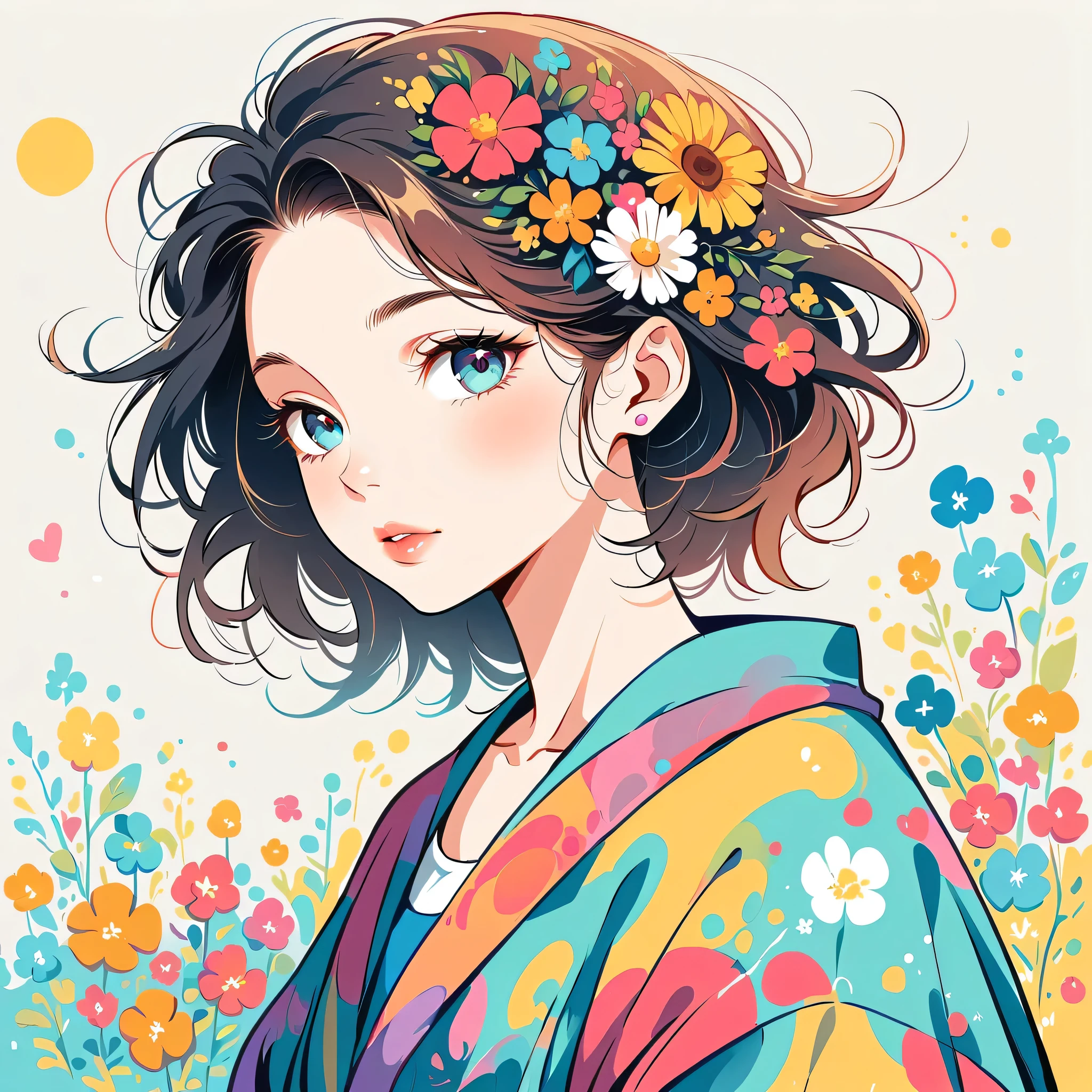 LAM Style、The most beautiful girl of all time、Lips in Love、Colorful flowers、Simple line initials、Abstract art、Urban Background