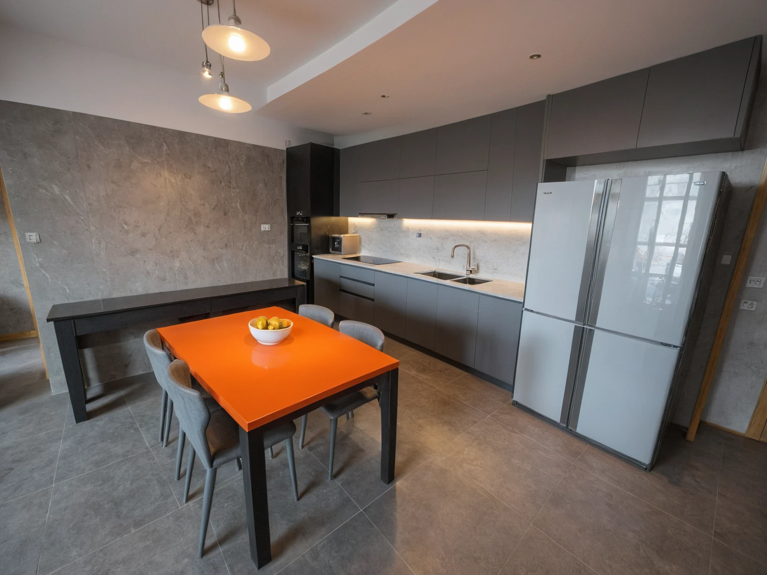 Raw photo,Masterpiece, high quality, best quality, authentic, picture on wall, colorful:1.3super detail,
interior, indoors, glossy material:1.3,kitchen room style modern
, (daylight:1.1), vivid colour, (realistic:1.2),