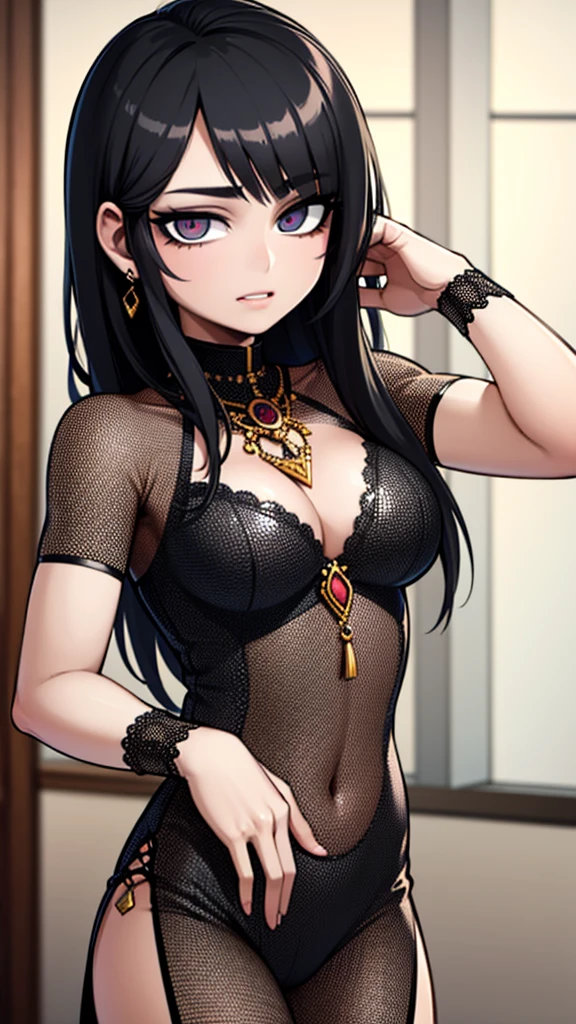 a beautiful young boy with black hair, a pierced ear, and an exaggerated style, (best quality,4k,8k,highres,masterpiece:1.2),ultra-detailed,(realistic,photorealistic,photo-realistic:1.37),1boy,beautiful detailed eyes,beautiful detailed lips,extremely detailed eyes and face,long eyelashes,pierced ear,black hair,anime style,cute,exaggerated features,colorful,vibrant colors,dramatic lighting,moody atmosphere,intricate details