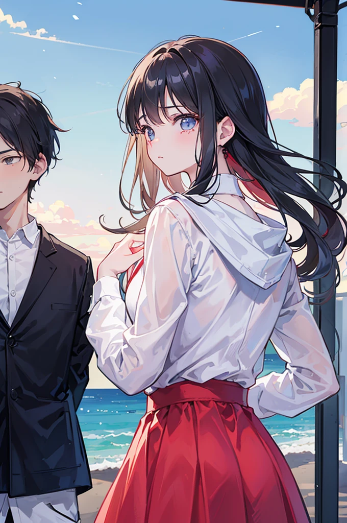 I want a girl to wait for a boy to look back,But there is another one she likes in front of the man,The girl behind said to the boy, "She is not suitable for you.,Look back at me" she cried.