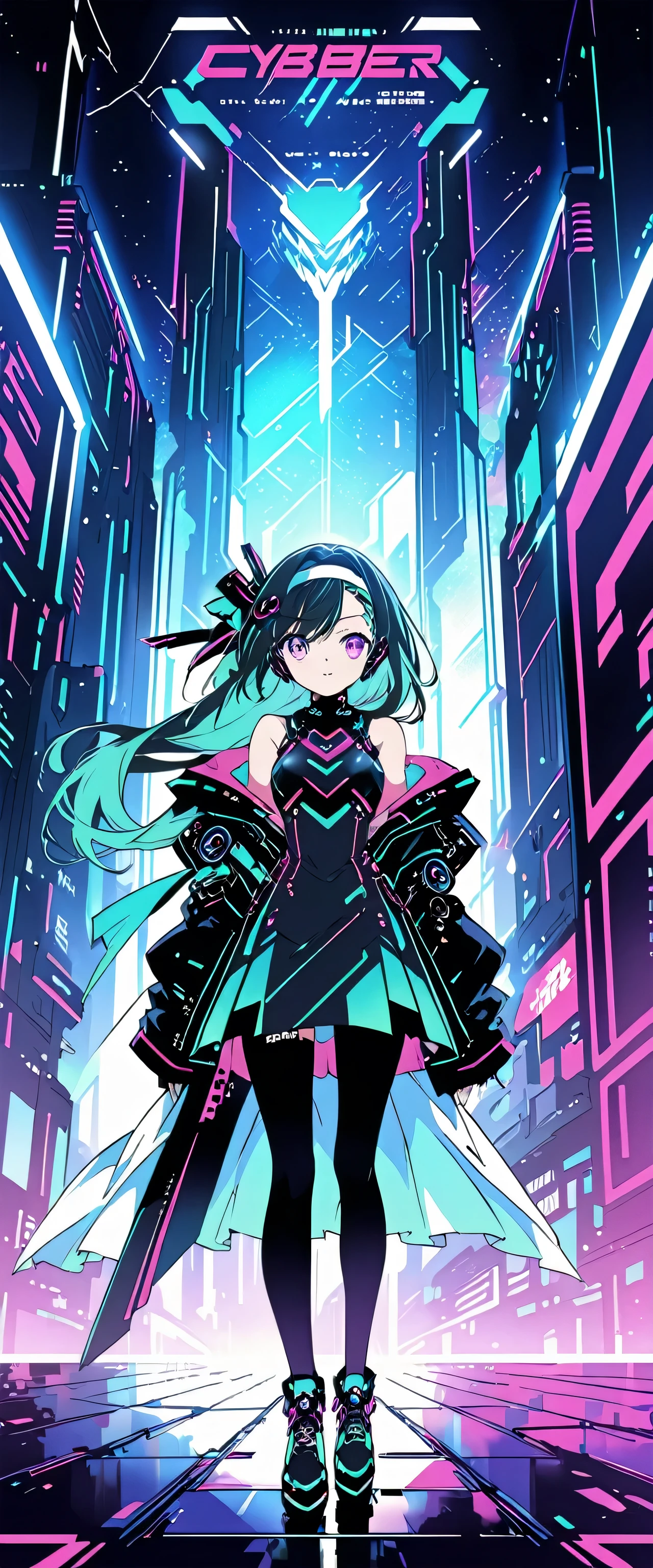 Anime girl in a dress and headband standing in front of a building, digital cyber-punk anime art, Digital cyber-punk - Anime Art, アニメ cyber-パンク アート, cyber-punk Anime Girl, cyber-punk Anime Girl mech, Anime Style 4k, Best anime 4k konachan wallpaper, cyber- , cyber-punk anime art, Portrait anime astronaut girl, Future anime girl, Dreamy cyber-punk Girl