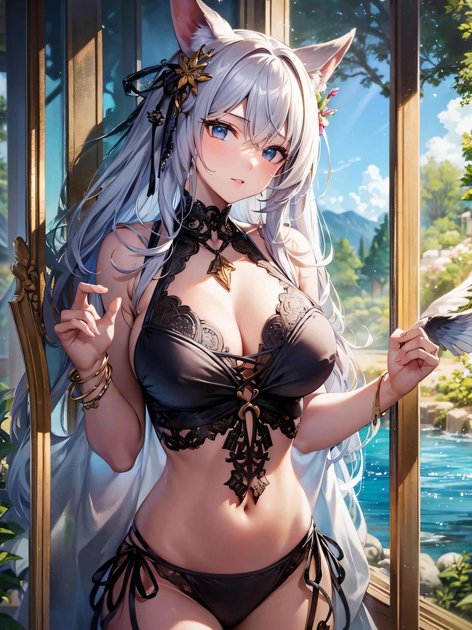 ((Highest quality)),(Ultra-high resolution),(Very detailed),(Detailed Description),((The best CG)),(A masterpiece),Ultra-detailed art,Amazing painting art,(Art with precise detail:1.5), (Shiny Hair:1.4)