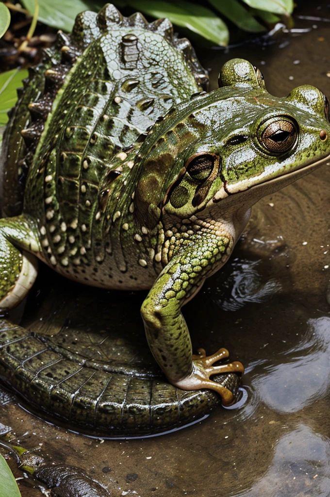 Frog from front crocodile from back