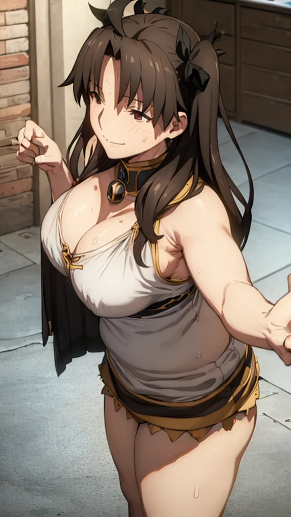 (Mature Woman:1.5), (mother:1.5), Ishtar, Fate Grand Order, (absurderes, 8K, 4K, masutepiece, hyper extreme detailed:1.2), Best Quality, Perfect Anatomy,Perfect face,Facing forward,High humidity, (alone:1.2), (Sweaty:1.3), shortness of breath, High humidity, humid, (Black Hair:1.1), Red eyes, Looking into the camera, (Very large breasts:1.5), Light clothing, apron, (kitchen;1.1), (Having a conversation:1.5), (Speech bubble:1.2), A kind smile, relief, peace of mind, mother性, Cooking, have a ladle, pot, pot-au-feu, (chubby:1.1), (Plump:1.1)