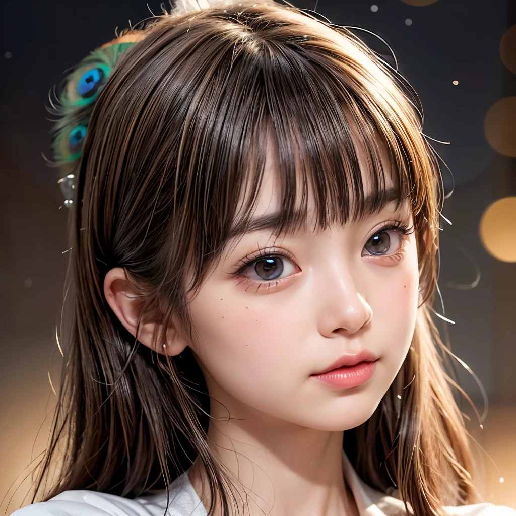 NSFW, 8K, High-level, absurD, masterpiece, best quality, primitive, very DetaileD CG, very DetaileD wallpaper, perfect lighting, Extremely DetaileD (((The personifying " Peacock " as a ))), MysticSight, TynDall effect, TynDall scattering, StuDio gray backgrounD with (many Dazzling RainbowColor particles BokeH:1.28), (RounDlyButts, ThighGap), (ExposeD:0.4), (Assfocus with looking aheaD), BREAK (NOGIZAKA face variations) Extremely DetaileD very KAWAII face variations, perfect anatomy, ChilDish, captivating gaze, elaborate DetaileD Eyes with (sparkling highlights:1.28), long eyelashes、Glossy RED Lips with beautiful Details, Coquettish tongue, Rosy cheeks, RaDiant PearlSkin with clear transparency . { (Dynamic LifeLike expressions:1.4) | :D) }, (large eyes:-1) .