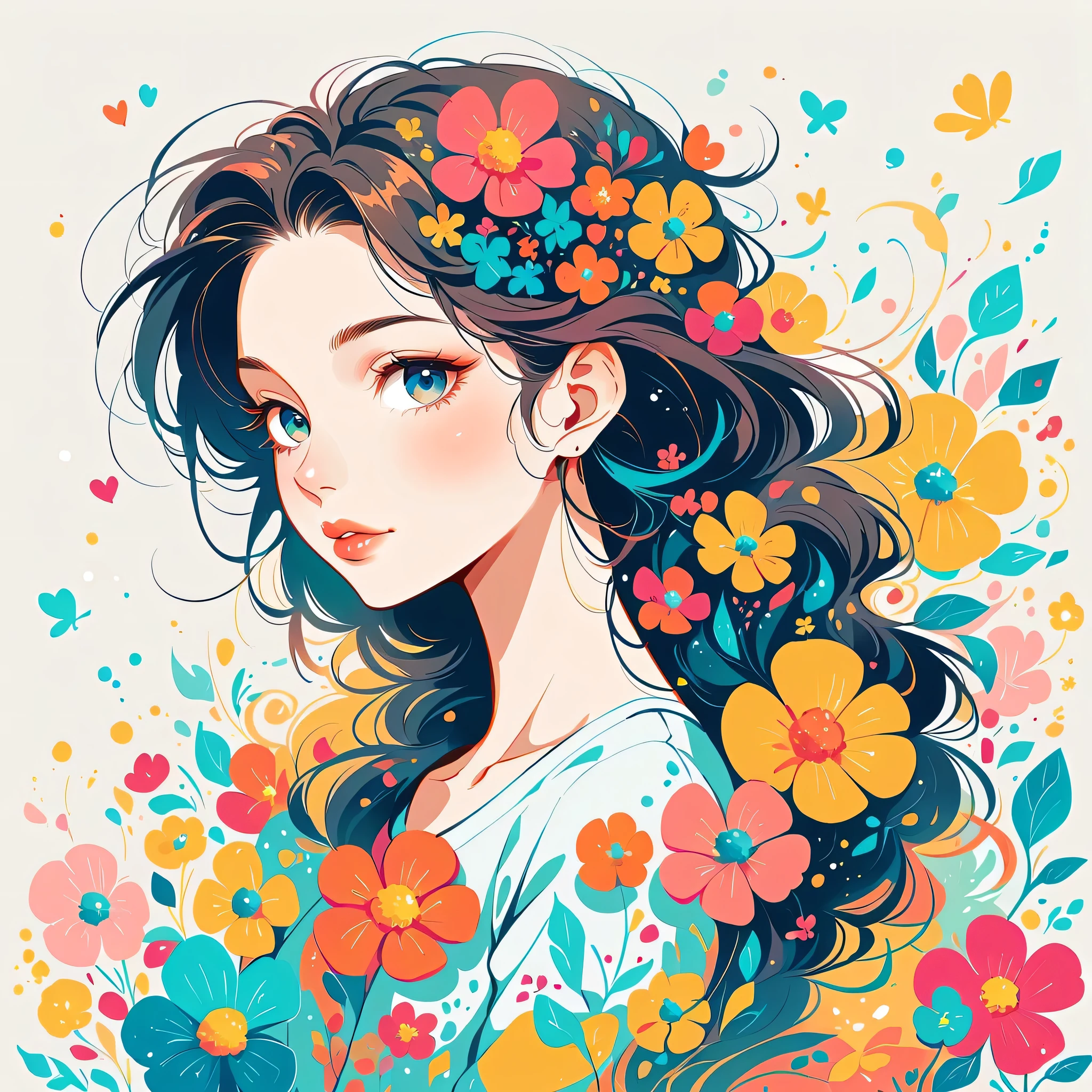 lack Style、The most beautiful girl of all time、Lips in Love、Colorful flowers、colorful hearts, Simple line initials、Abstract art、Urban Background