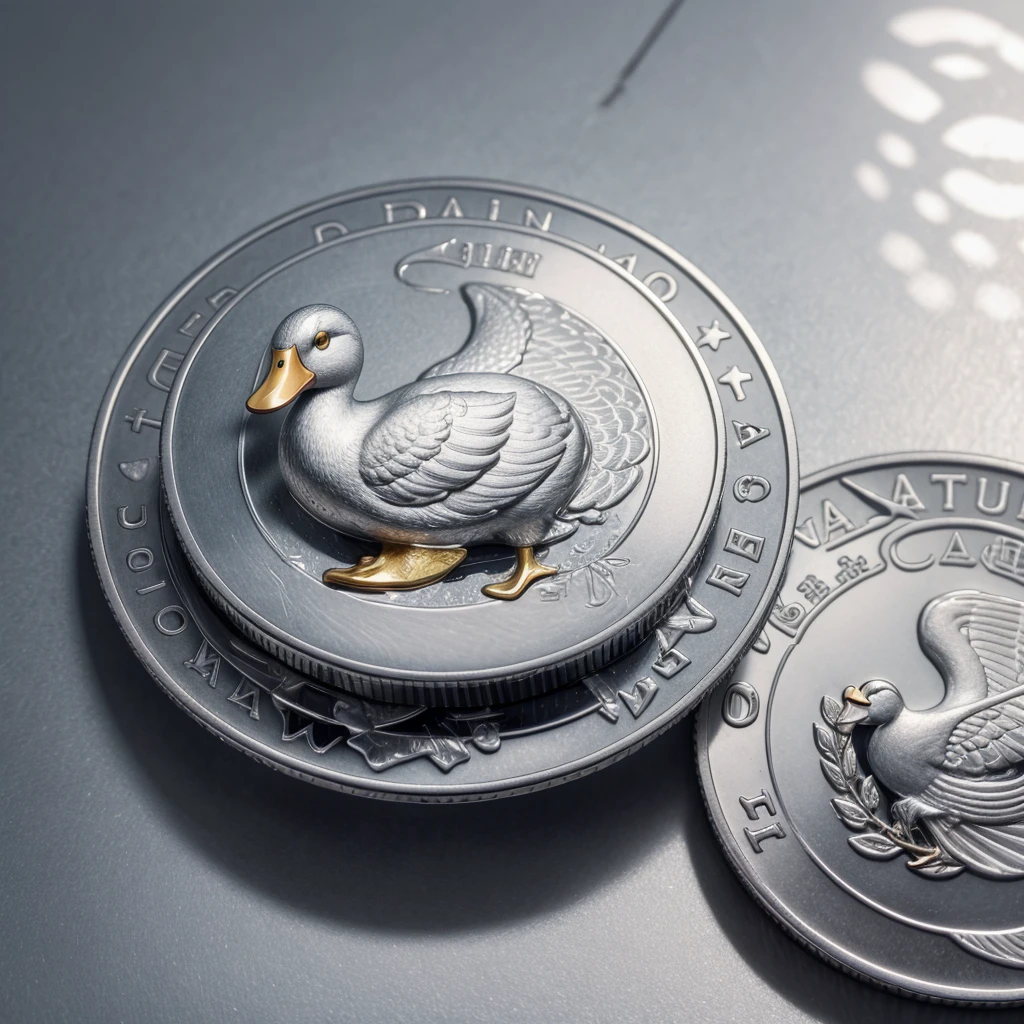 Platinum duck pattern on coin