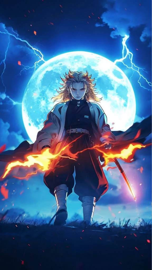 Rotate the full moon and make the lightning flash