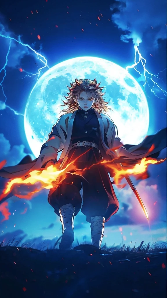 Rotate the full moon and make the lightning flash