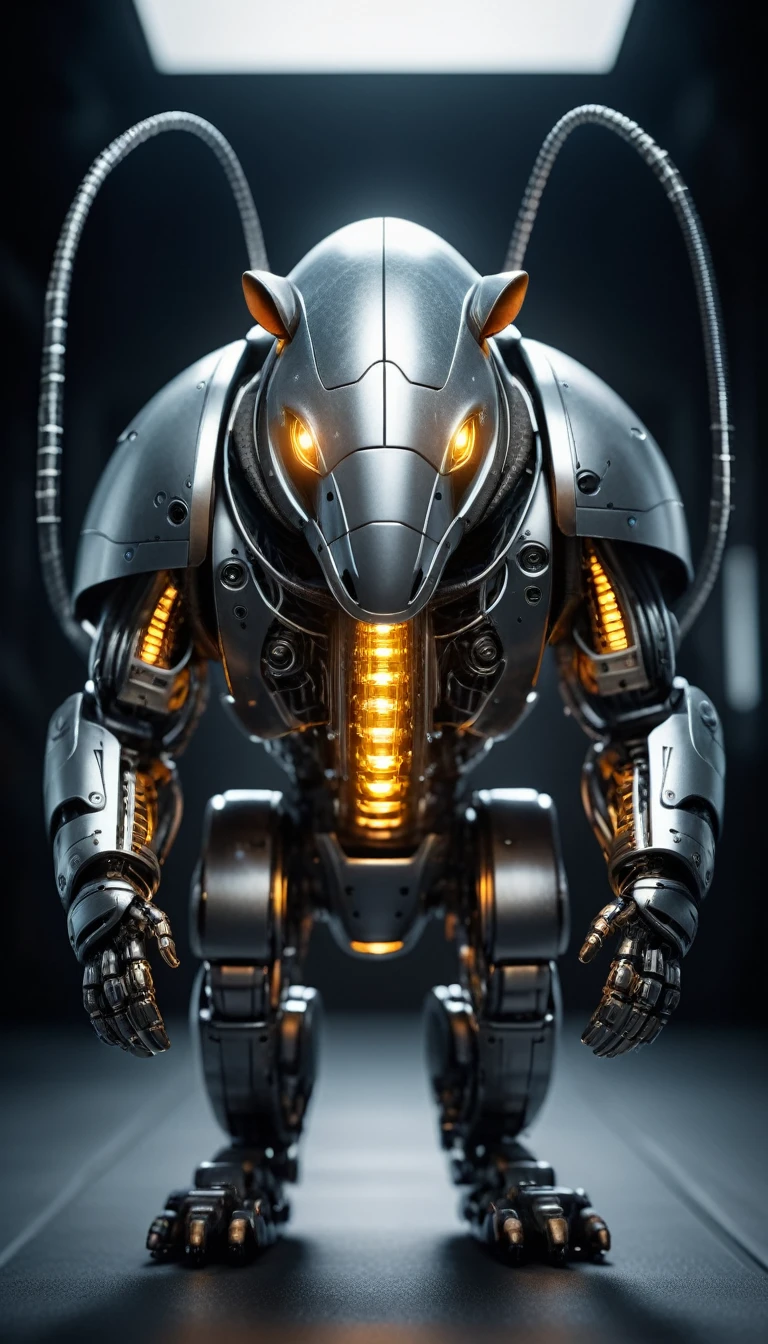 Translucent movie stills (Cybernetic robot armadillo:1.5), (Glowing Veins:1.3) (The cable enters the body, circuit:1.3), Very detailed, Vignette, Very detailed, High budget, Bokeh, Sulky, amazing, nice, Film Grain, granular