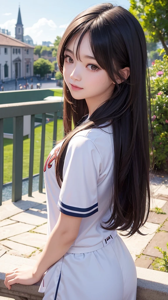 masterpiece、Highest quality、Very detailed、An illustration、Beautiful details、One Girl、cute、Detailed landscape、Library Background、Beautiful Hairstyles、Perfect Anatomy:1.4,4K resolution,((Baseball uniform)),Smiling,(Ultra-realistic), (最高のAn illustration), (Increase the resolution), (8K), (masterpiece), 1 girl, ((The front hair is up)), Slender body, (Slender girl),(Slim girl),Virtual Girl Lynn,Turning back and facing away