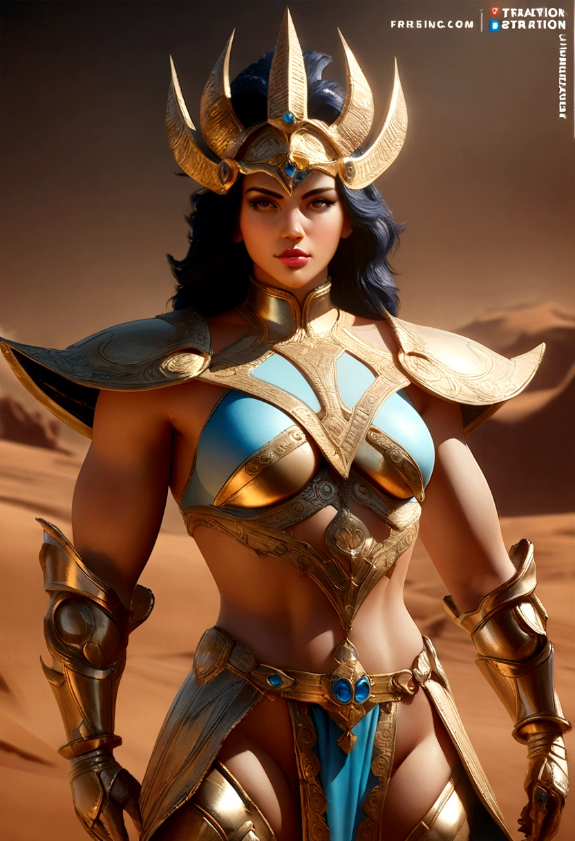 Saint Seiya, Goddess Athena, In the dangerous desert of Mordor, Featured on artstation, 4K, Ultra-realistic, Trending on Art Station, Octane Rendering, Unreal Engine, Very detailed,