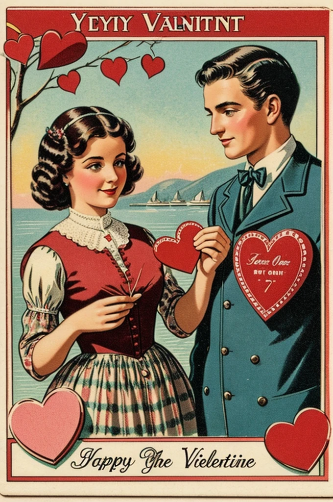 Vintage Postcard Valentine&#39;s Day Victorian Children Roses