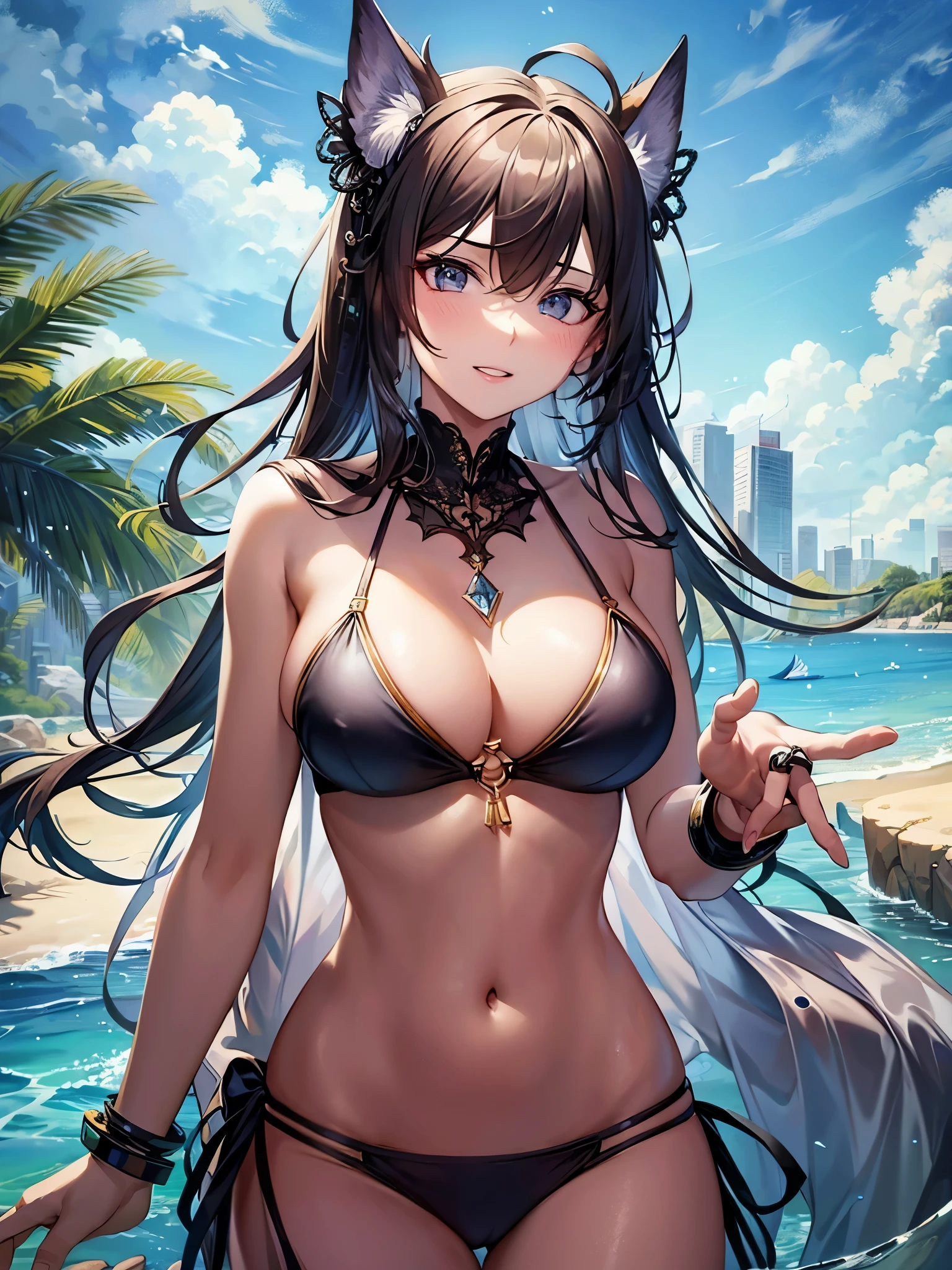 ((Highest quality)),(Ultra-high resolution),(Very detailed),(Detailed Description),((The best CG)),(A masterpiece),Ultra-detailed art,Amazing painting art,(Art with precise detail:1.5), (Shiny Hair:1.7)
