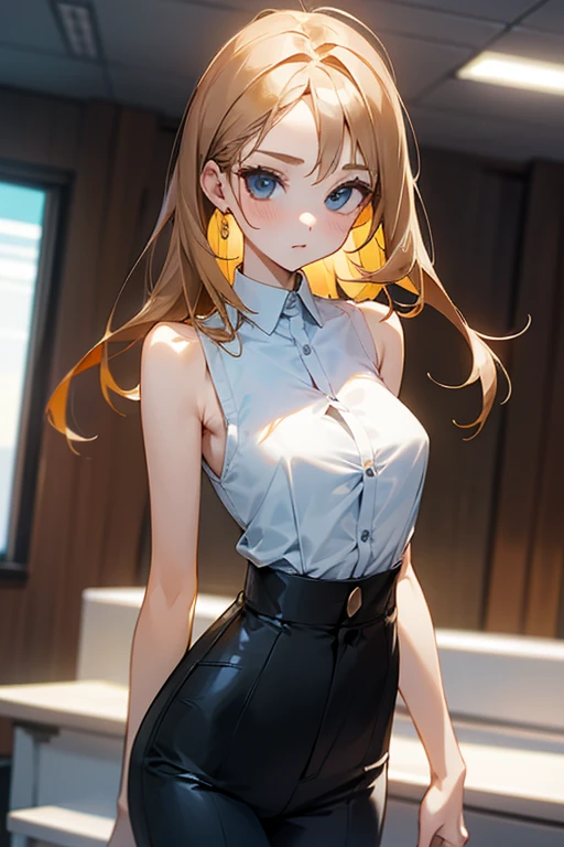 masterpiece, best quality, highres, 1girl kaori saeki, white sleeveless turtleneck black pencil skirt <lora:kaori_saeki:1> hand on hip