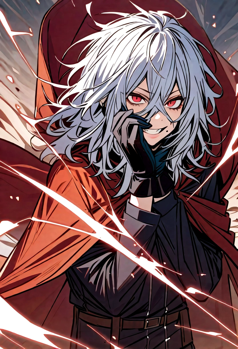 tomura_shigaraki, blue hair, red eyes, bangs, hair between eyes, scar, scar on face
tomura_shigaraki, blue hair, bangs, hair between eyes, scar, scar on face, gloves, white gloves, disembodied limb, covering face
tomura_shigaraki, white hair, red eyes, messy hair, gloves, red cape
tomura_shigaraki, white hair, red eyes, long hair, messy hair, cloak, cape
teeth
smile
grin
mole under mouth