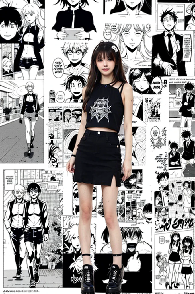1 girl, short dress, best quality, (portrait:0.7), (Manga Background, Manga Background)