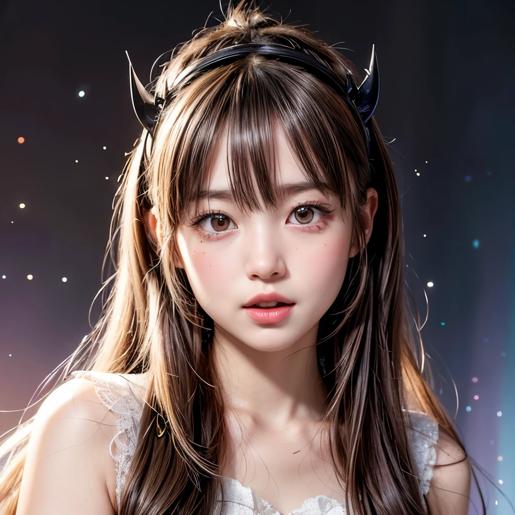 NSFW, 8K, High-level, absurD, masterpiece, best quality, primitive, very DetaileD CG, very DetaileD wallpaper, perfect lighting, Extremely DetaileD (((The personifying " Big bats " as a Little Girl))), MysticSight, TynDall effect, TynDall scattering, StuDio gray backgrounD with (many Dazzling RainbowColor particles BokeH:1.28), (RounDlyButts, ThighGap), (ExposeD:0.4), (Assfocus with looking aheaD), BREAK (NOGIZAKA face variations) Extremely DetaileD very KAWAII face variations, perfect anatomy, ChilDish, captivating gaze, elaborate DetaileD Eyes with (sparkling highlights:1.28), long eyelashes、Glossy RED Lips with beautiful Details, Coquettish tongue, Rosy cheeks, RaDiant PearlSkin with clear transparency . { (Dynamic LifeLike expressions:1.4) | :D) }, (large eyes:-1) .
