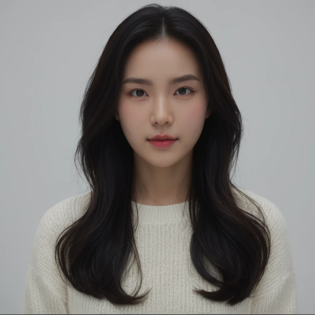 Best Quality, 8k, Masterpiece, (Portrait: 1.3), (photo realistic:1.4), (hyper realistic:1.4), Sharp Focus, looking at viewer, (smoother lighting:1.1), (increase cinematic lighting quality:0.9), realistic lighting, backlighting, light on face, ray trace, (brightening light:1.2), (Increase quality:1.4), sharp detail, (best quality real texture skin:1.4), finely detailed eyes, black_eyes, finely detailed face, 25 year old Korean woman, (white formal_shirt:1.4), (Create an image maintaining the original base model hairstyle:1.5)