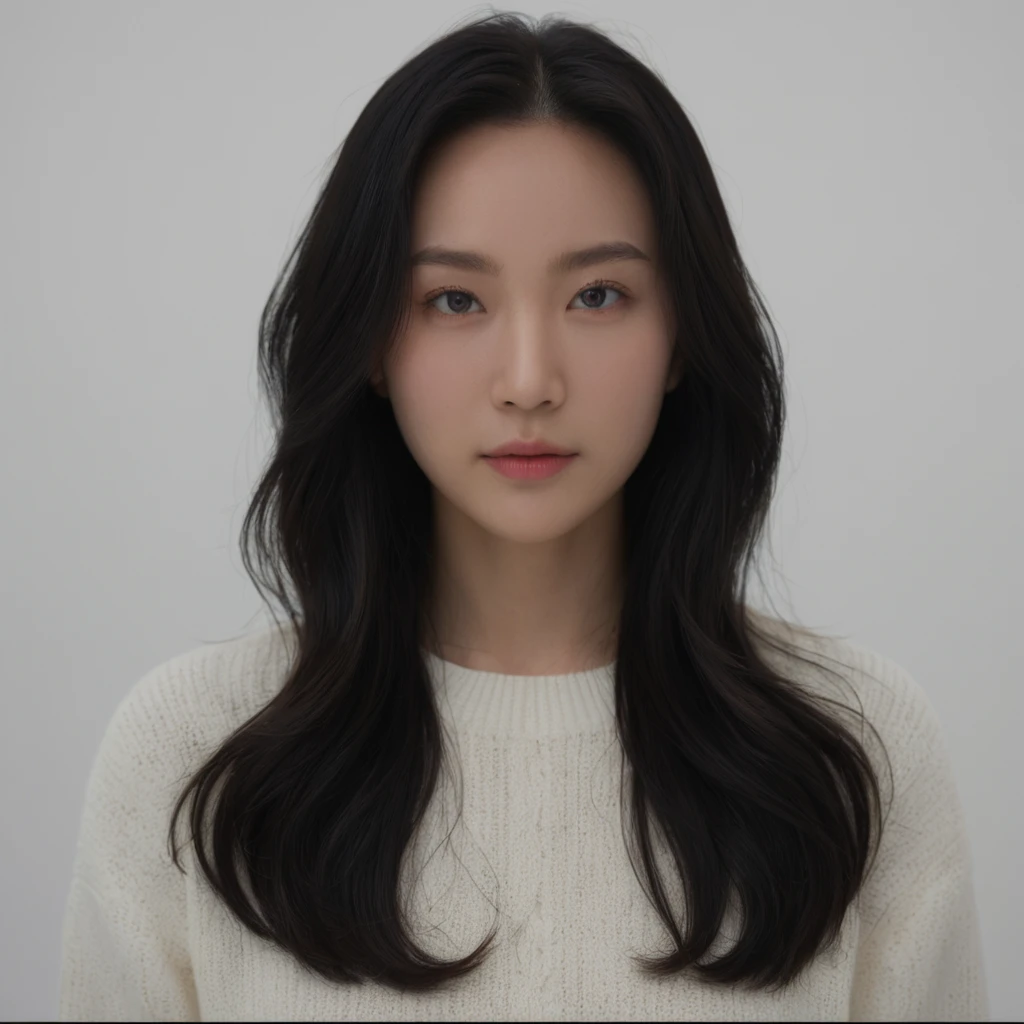 Best Quality, 8k, Masterpiece, (Portrait: 1.3), (photo realistic:1.4), (hyper realistic:1.4), Sharp Focus, looking at viewer, (smoother lighting:1.1), (increase cinematic lighting quality:0.9), realistic lighting, backlighting, light on face, ray trace, (brightening light:1.2), (Increase quality:1.4), sharp detail, (best quality real texture skin:1.4), finely detailed eyes, black_eyes, finely detailed face, 25 year old Korean woman, (white formal_shirt:1.4), (Create an image maintaining the original base model hairstyle:1.5)