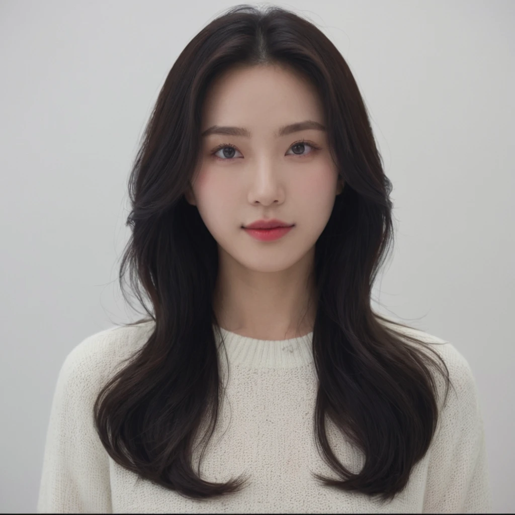 Best Quality, 8k, Masterpiece, (Portrait: 1.3), (photo realistic:1.4), (hyper realistic:1.4), Sharp Focus, looking at viewer, (smoother lighting:1.1), (increase cinematic lighting quality:0.9), realistic lighting, backlighting, light on face, ray trace, (brightening light:1.2), (Increase quality:1.4), sharp detail, (best quality real texture skin:1.4), finely detailed eyes, black_eyes, finely detailed face, 25 year old Korean woman, (white formal_shirt:1.4), (Create an image maintaining the original base model hairstyle:1.5)