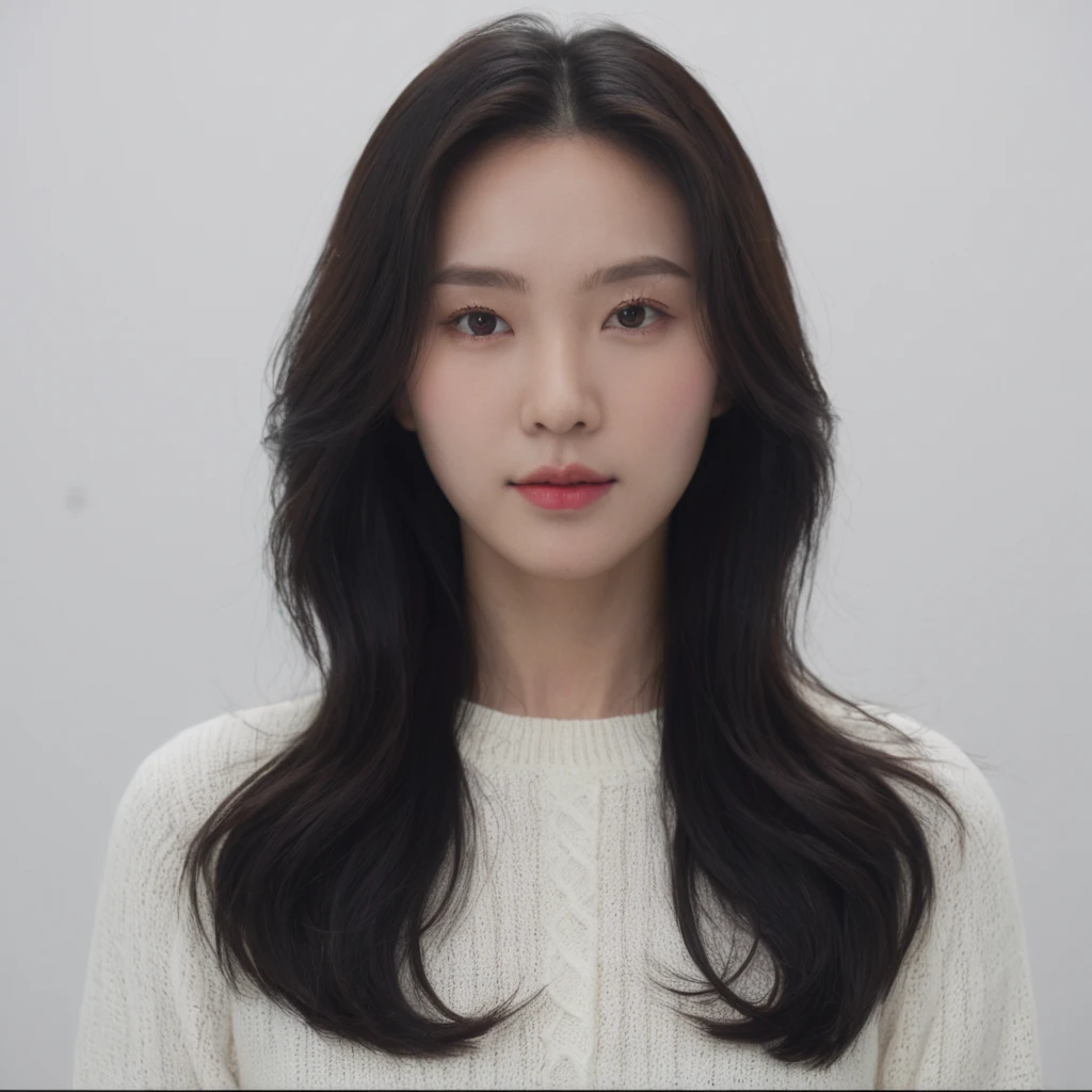 Best Quality, 8k, Masterpiece, (Portrait: 1.3), (photo realistic:1.4), (hyper realistic:1.4), Sharp Focus, looking at viewer, (smoother lighting:1.1), (increase cinematic lighting quality:0.9), realistic lighting, backlighting, light on face, ray trace, (brightening light:1.2), (Increase quality:1.4), sharp detail, (best quality real texture skin:1.4), finely detailed eyes, black_eyes, finely detailed face, 25 year old Korean woman, (white formal_shirt:1.4), (Create an image maintaining the original base model hairstyle:1.5)