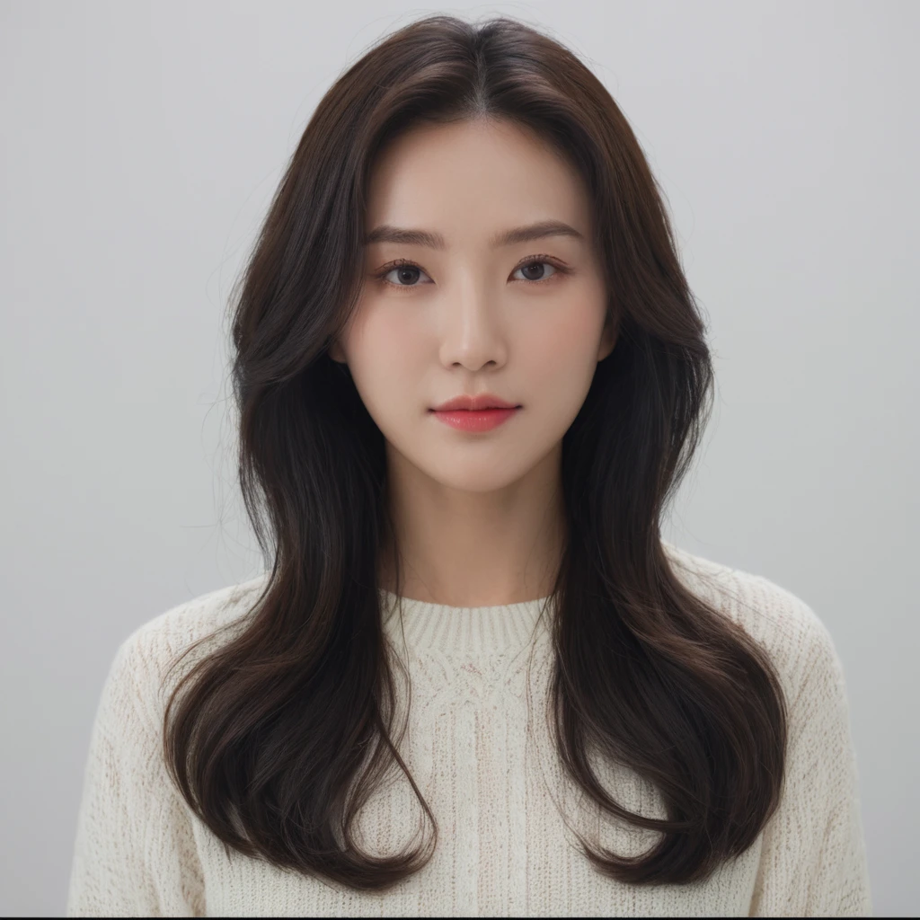 Best Quality, 8k, Masterpiece, (Portrait: 1.3), (photo realistic:1.4), (hyper realistic:1.4), Sharp Focus, looking at viewer, (smoother lighting:1.1), (increase cinematic lighting quality:0.9), realistic lighting, backlighting, light on face, ray trace, (brightening light:1.2), (Increase quality:1.4), sharp detail, (best quality real texture skin:1.4), finely detailed eyes, black_eyes, finely detailed face, 25 year old Korean woman, (white formal_shirt:1.4), (Create an image maintaining the original base model hairstyle:1.5)