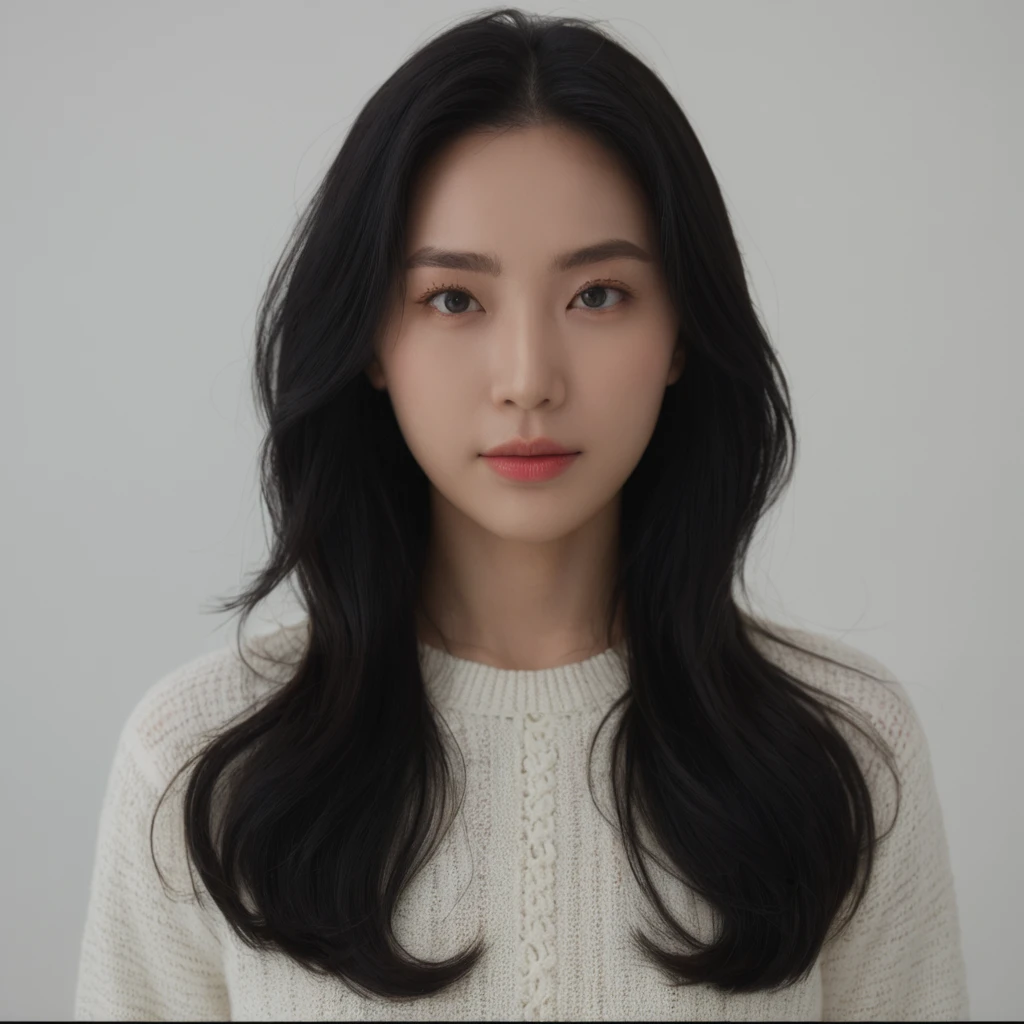Best Quality, 8k, Masterpiece, (Portrait: 1.3), (photo realistic:1.4), (hyper realistic:1.4), Sharp Focus, looking at viewer, (smoother lighting:1.1), (increase cinematic lighting quality:0.9), realistic lighting, backlighting, light on face, ray trace, (brightening light:1.2), (Increase quality:1.4), sharp detail, (best quality real texture skin:1.4), finely detailed eyes, black_eyes, finely detailed face, 25 year old Korean woman, (white formal_shirt:1.4), (Create an image maintaining the original base model hairstyle:1.5)