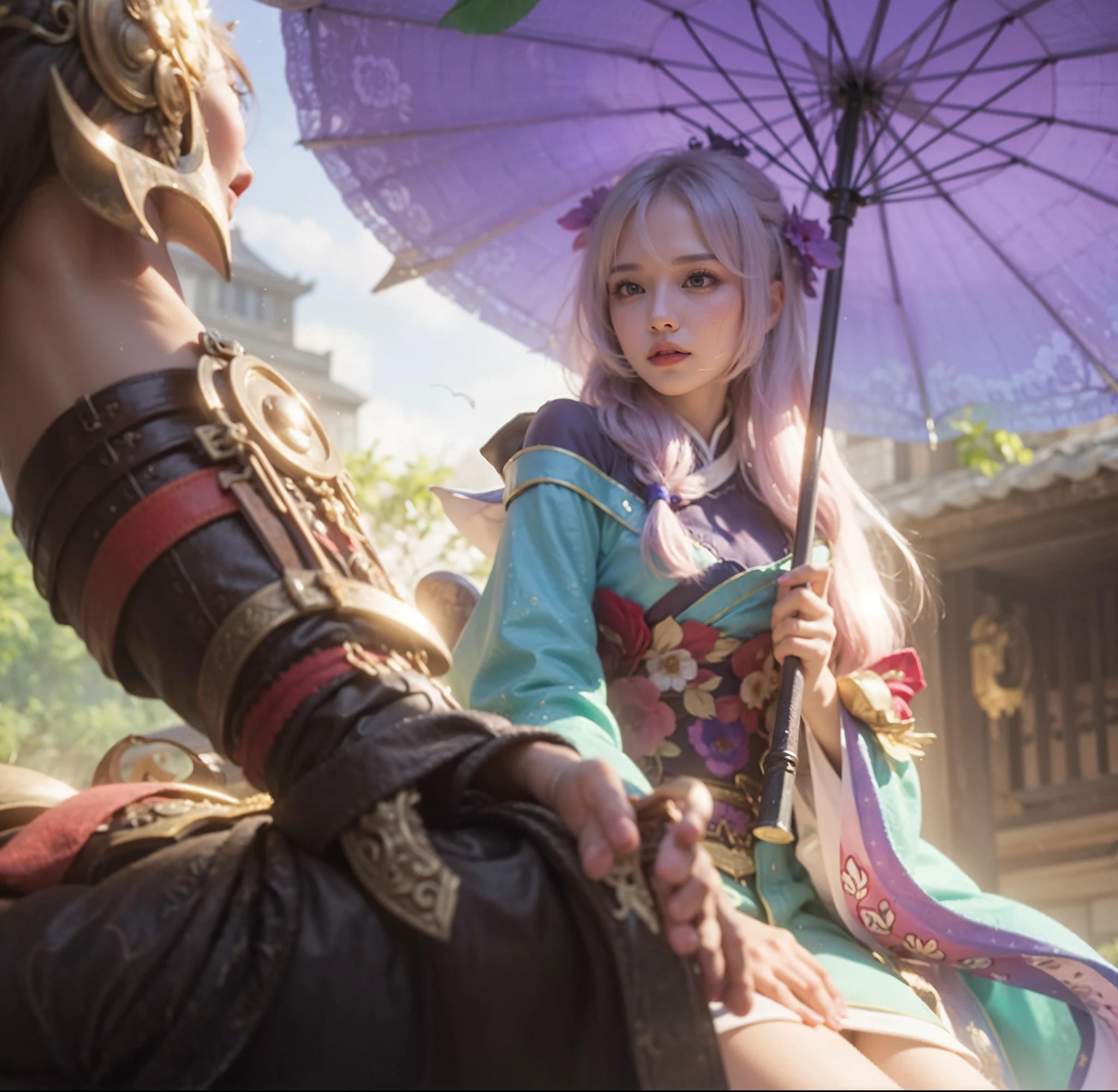 a close up of a 4 girls ,pink hair , big booobs , shadowbringers cinematic, 4 k detail fantasy, a beautiful fantasy empress, game cg, xianxia fantasy, xianxia hero, 2. 5 d cgi anime fantasy artwork, cinematic goddess close shot, ruan jia and artgerm, wow 4 k detail fantasy, hyperdetailed fantasy character