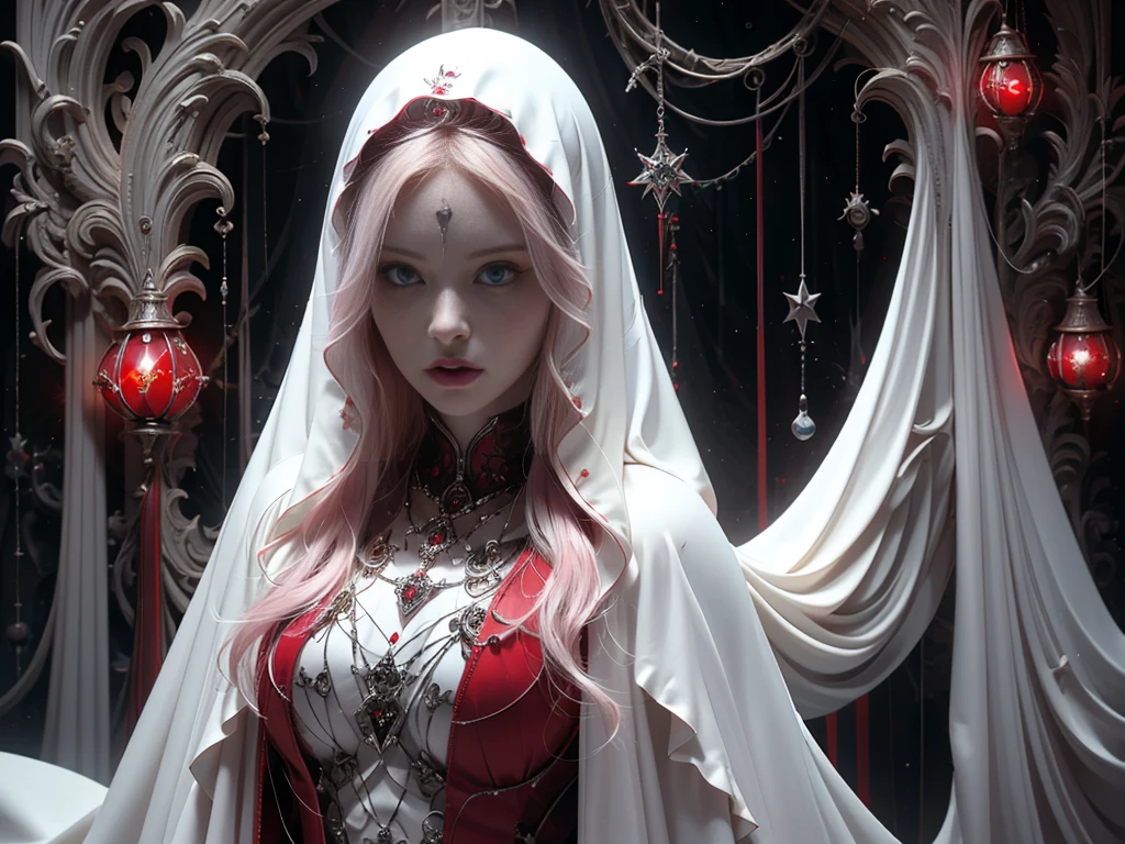 A mysterious figure with glowing red eyes, cascading black hair and pale skin, a ghostly girl dressed in a red sex cape, in a gloomy forest, slender body with beautiful curves, realistic snake, kryptonite, super detailed lines, white clothing colors , red and black flowers with pink aura, photo realistic, test, test, highly detailed and highly detailed deep colors, pink long hair, blue eyes, black hanfu, curvy, flowing, beautiful, otherworldly, luminism, stars, flowers, shine, cool, gothic masterpiece image, dusty, ethereal, immortal, light, dark, bright, mysterious, soft, super realistic and smooth, best quality extremely detailed, Supergirl, sensual erotic pose, wolves, european girl with white skin Red cape red eyes sex positions white skin, Gwen Stacy in swastika outfit