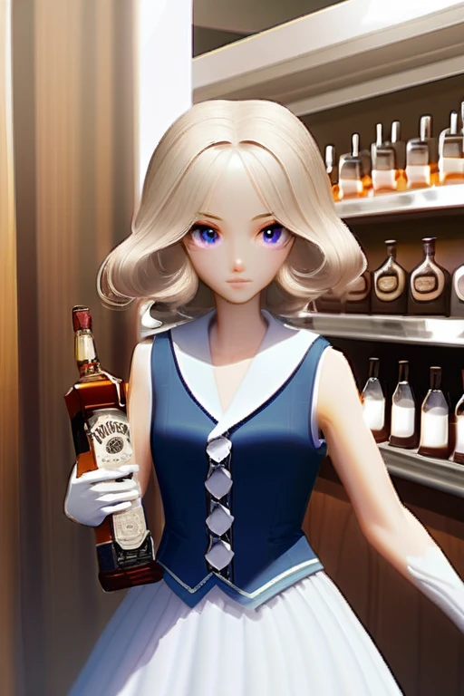 ((Лучшее качество)), ((шедевр)), (подробный), Bottle of Jack Daniels in the form of an anime girl