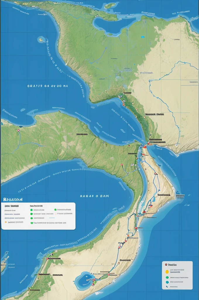 Create a map describing the route that human beings took to reach Brazil 