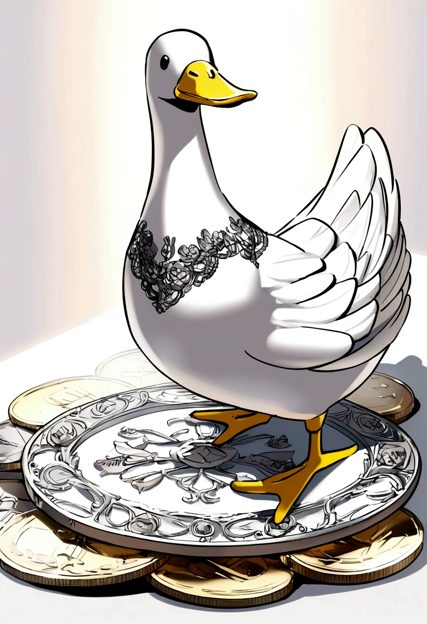 Platinum duck pattern on coin