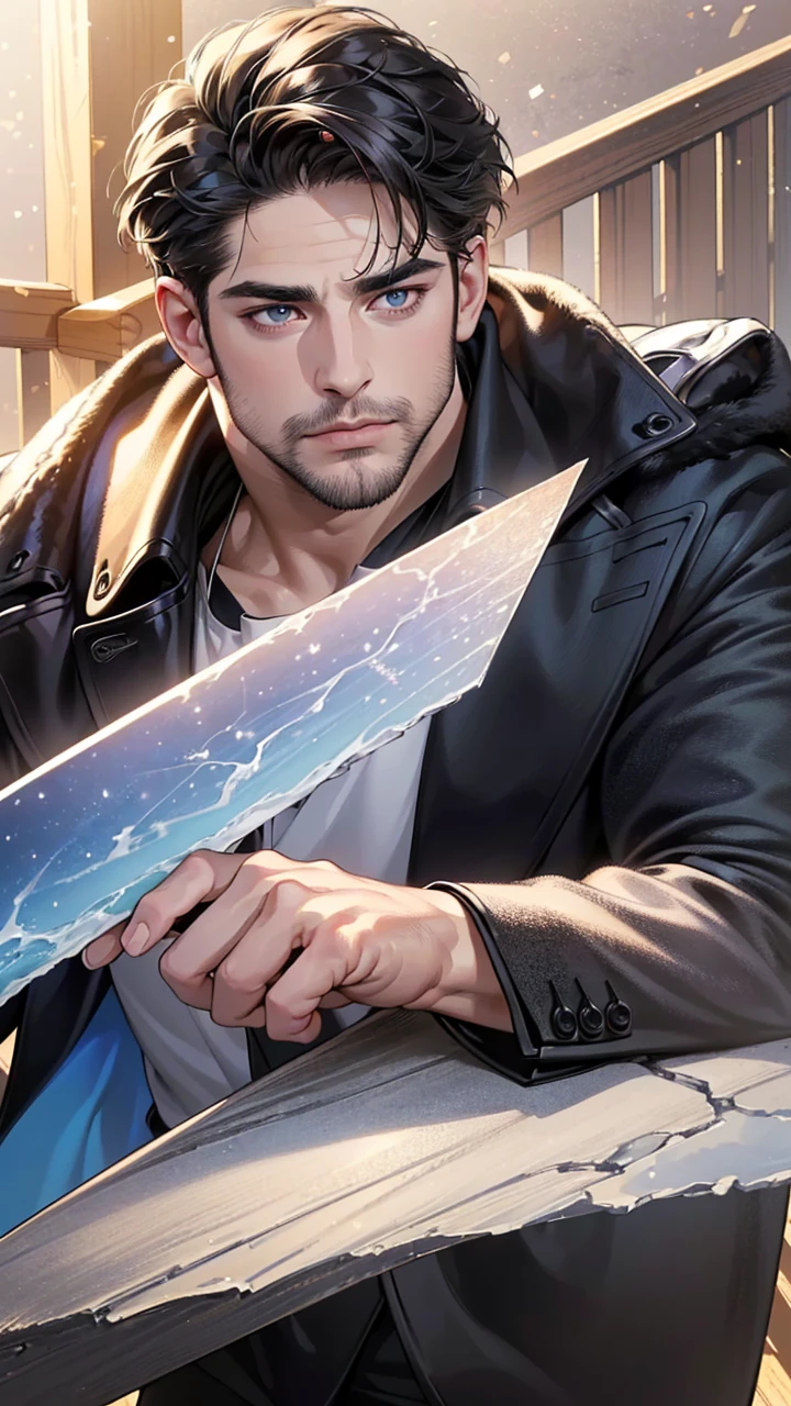 (best quality,4k,8k,highres,masterpiece:1.2),ultra-detailed,(realistic,photorealistic,photo-realistic:1.37),30 year old man,3 day beard,handsome anime,portraits,strong,masculine,dark hair,sharp jawline,mesmerizing eyes,perfectly styled hair,cool anime outfit,confident expression,vibrant colors,dynamic lighting